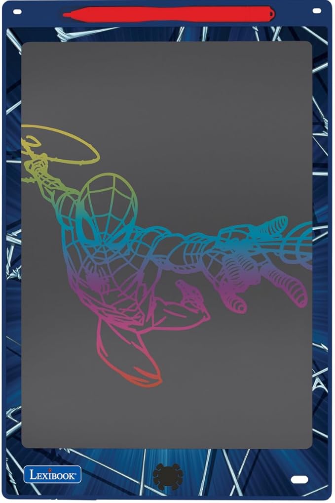 Lexibook, Spider-Man, Magic Slate, Artistic and Creative Toy for Girls and Boys, Multicoloured Drawings, 11" Screen, Includes 1 Stylus and 6 Stencils, Blue, CRT10SP