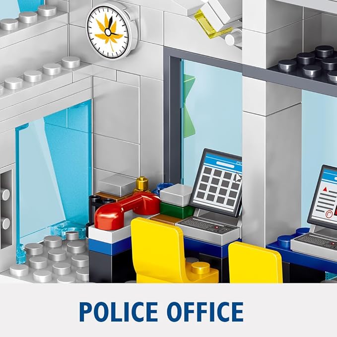 Police Station Building Blocks Set, 800pcs Building Toy with Ship,Boat & Helicopter for Boys 6+,Compatible with Lego