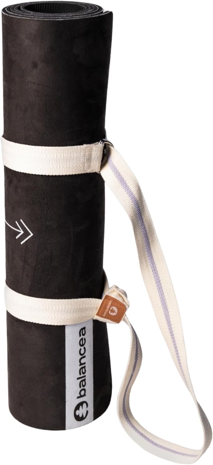 Yoga Mat With Strap 5mm Non Slip Suede & TPE - Eco-Friendly Fitness & Exercise Mat for Home Gym, Pilates, Hot Yoga, and Meditation - Lightweight Durable 72 x 24 inch Workout Mat for Women, Men