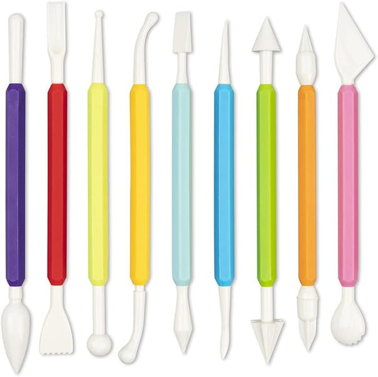 9PCS Clay Tools for Kids, Luney Double-Head Plastic Clay Sculpting Tools, for Crafts, Baking, Carving, Modeling, Shaping(Assorted Colors)