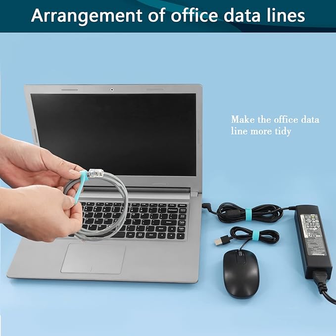 50PCS Reusable Cable Ties Adjustable，Fastening Microfiber Cloth Used for Computer Link Cable Cord Management USB Cable Cable Ties (light blue)