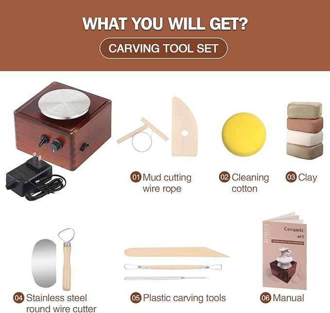 Eritor Pottery Wheel, Pottery Wheel for Adults, Air Dry Clay 4.4lbs，Pottery Clay，Pottery Wheel for Beginners，Pottery Tools, Pottery Wheel for Kids, Clay Tools, Clay Sculpting Tools