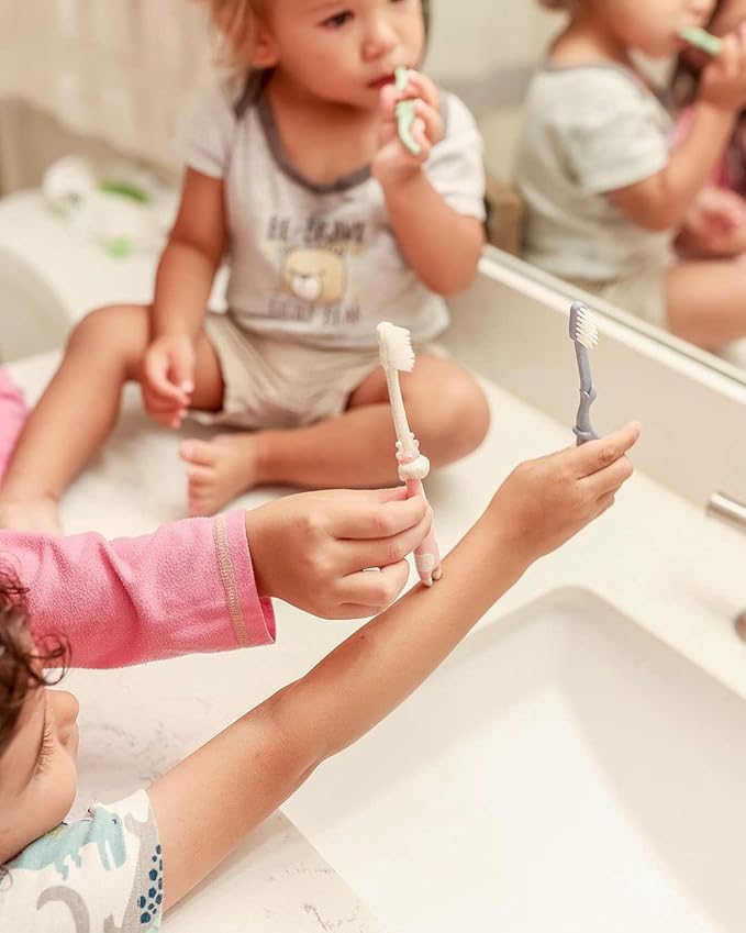 ROARex® All-Natural Eco Friendly Kids Toothbrush Made from Plants - Giraffe 4-36m - Baby to Toddler - Rose/Mint - 4pk | 1% for The Planet Product