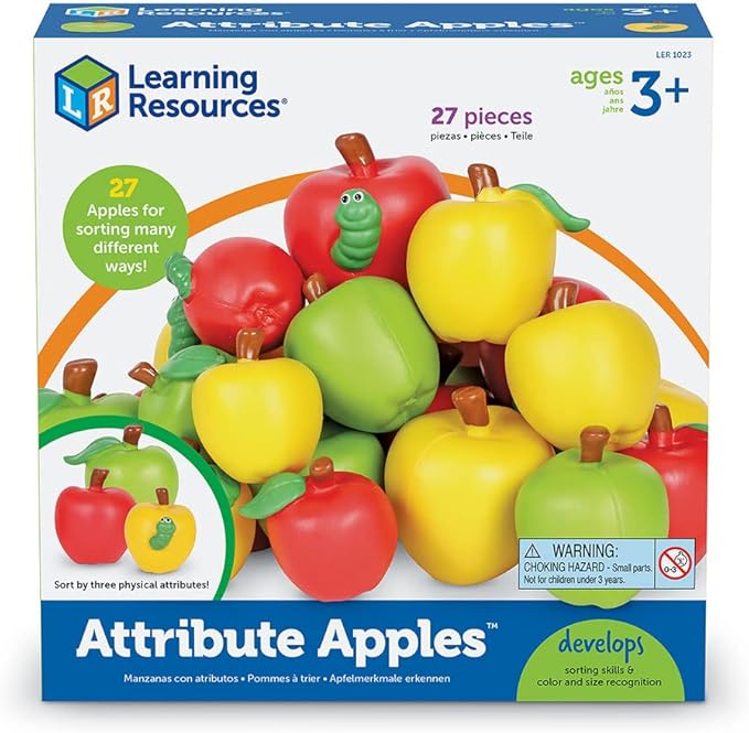 Learning Resources Attribute Apples, Sorting and Matching, Set of 27 Pieces, Toddler Learning Toys, Ages 3+