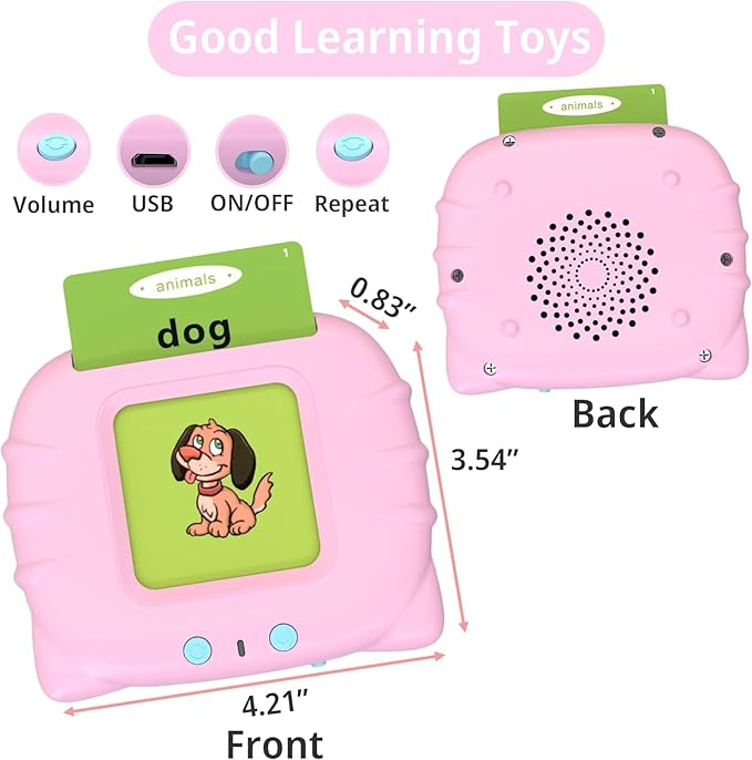 Birthday Gift for 1 2 3 4 5 Years Old Girls Toys, Talking Flash Cards, Educational Toddler Toys, Montessori Sensory Toys, Learning Toys for Ages 2-4, Toys for 2 Year Old Girls Birthday Gifts
