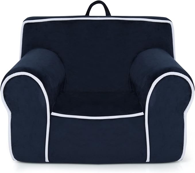 Costzon Kids Couch, Toddler Soft Sofa Chair w/Removable & Washable Velvet Surface for Preschool, Play Room, Nursery, Kindergarten, Toddler Sofa Couch for 0-5 Boys Girls Birthday Gift (Navy Blue)