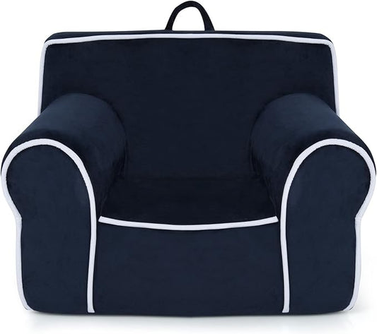 Costzon Kids Couch, Toddler Soft Sofa Chair w/Removable & Washable Velvet Surface for Preschool, Play Room, Nursery, Kindergarten, Toddler Sofa Couch for 0-5 Boys Girls Birthday Gift (Navy Blue)