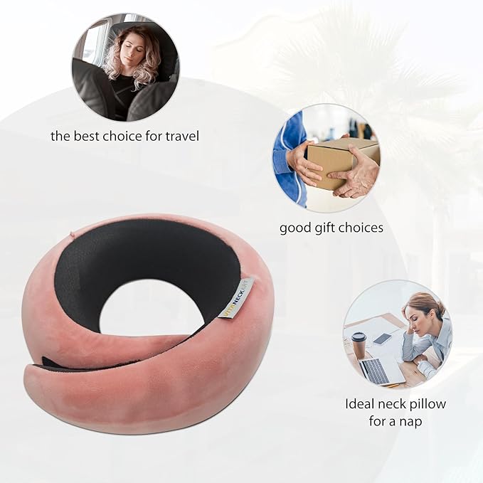 VITANECKART Snail Flexible Neck Pillow, Premium Memory Foam Travel Pillow, 360°Ergonomic Design, Asymmetrical Sides, Suitable for Flight, Car, Office, Washable Pillowcase (Pink)