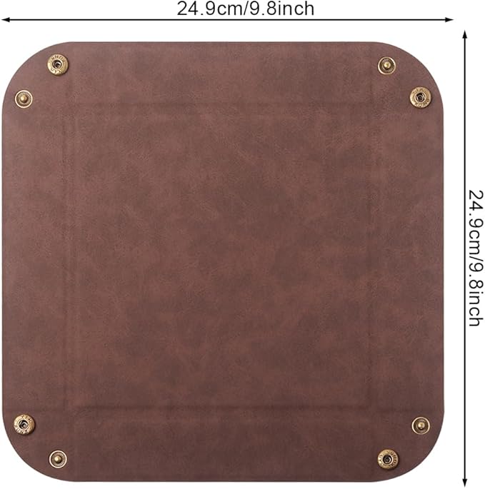 WAYIFON Valet Tray Desktop Storage Organizer – Premium PU Leather Catchall Bedside Vanity Tray Nightstand Caddy Holder for Remote Controller, Keys, Phone, Wallet, Coin, Jewelry,Brown