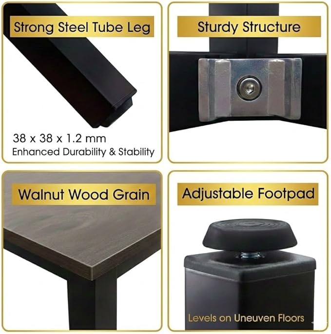 GL GLOBAL LIFE 47 inch Large Computer Desk Wood, Modern Simple Style Desk for Home Office, Bedroom, Study Student Writing Desk, Small Spaces, Black Metal Frame, Walnut Top