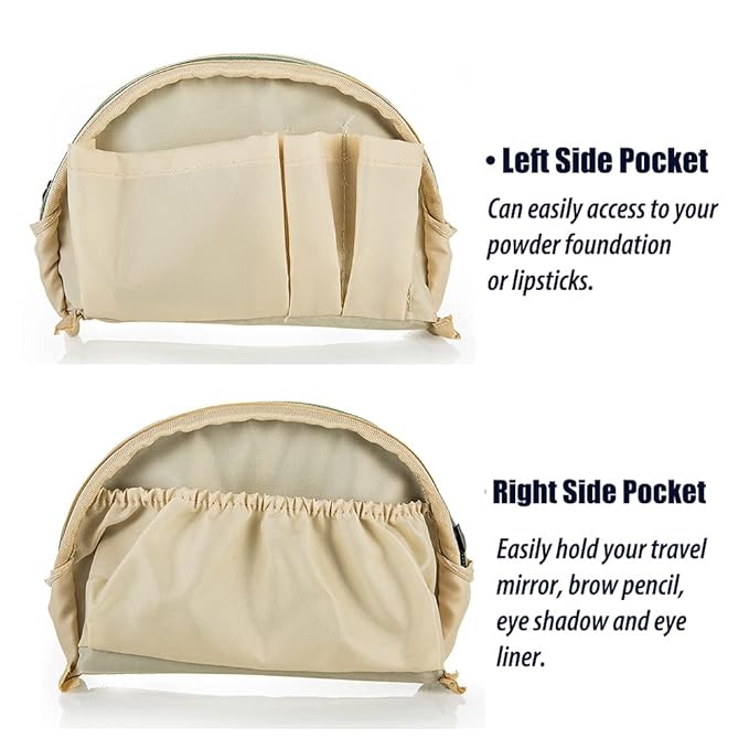 Hekyip Half Moon Cosmetic Beauty Bag for Purse Travel Handy Makeup Pouch for Women Girls (Green)