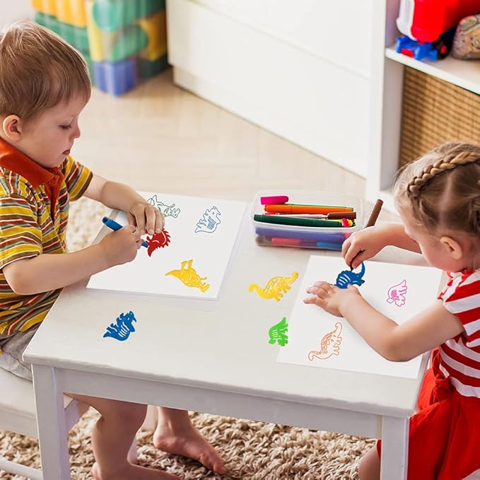 ArtCreativity Dinosaur Stencils Set for Kids, Bulk Set of 48, Colorful Drawing Template Kit, Fun Arts and Crafts Supplies, Gift Idea for Boys and Girls, Learning Tool for Children