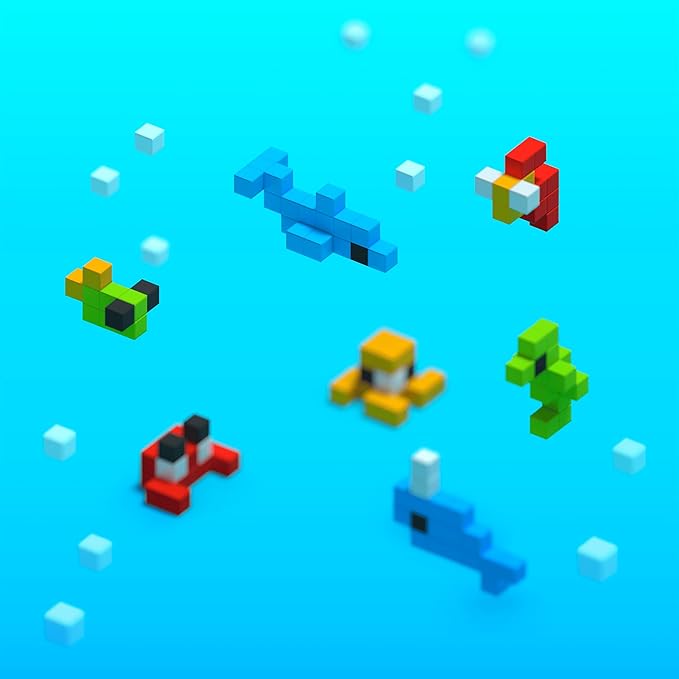PIXIO Magnetic Blocks Mini Ocean, Tiny Magnetic Building Blocks in Pixel Art Style, Creativity for Kids, STEM Toys, Sensory Toys