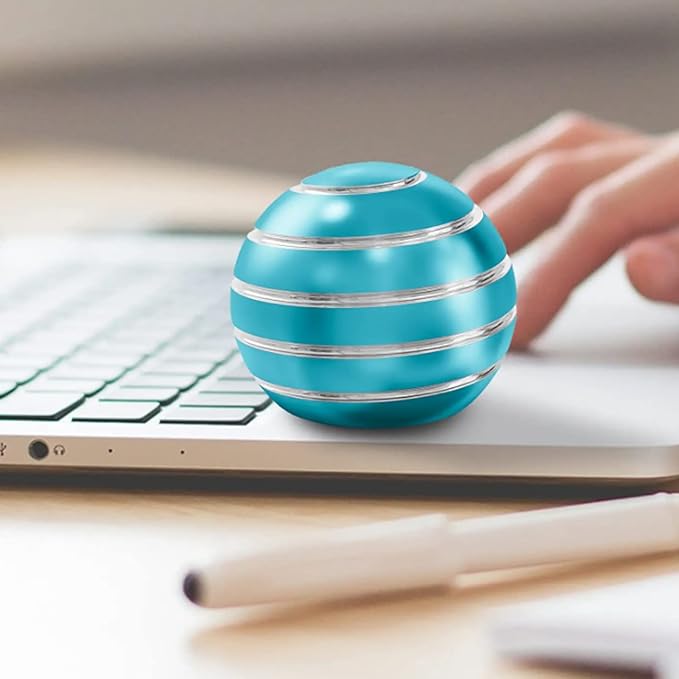 Kryfa Kinetic Desk Spinning Ball, Fidget Toys for Adults Kids Teens, Desk Toys for Office, Sensory Fidget Toys for ADHD Anxiety Autism for Kids Party Favors Toys (1.54", Light Blue)