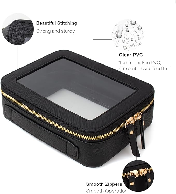 FFpaw Travel Clear Makeup Bag Set, TSA Approved Cosmetic Bag Case with Zipper Portable Makeup Pouch Toiletry Bag Women Traveling Cosmetic Organizer Storage Bag Car Organizer Car Essentials for Women