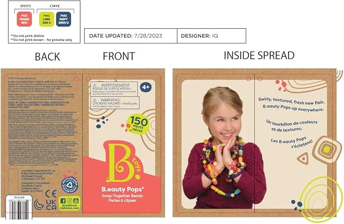 B. toys – Pop Arty! 150 Pcs- Jewlery Making Kit- Creative Pop Snap Bead Set for Kids –DIY Craft Jewelry Making Kit –Necklaces, Rings, Bracelets – 4 Years +