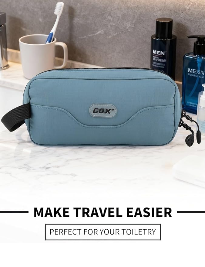 GOX Small Travel Toiletry Bag, Dopp Kit Case For Men, Multifunction Cosmetics Organizer Pouch (Haze Blue)
