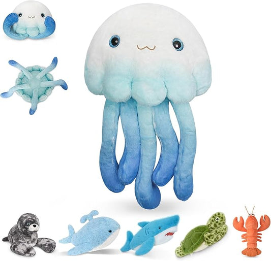 Niuniu Daddy 23" | 3.3 Pound Weighted Jellyfish Plush for Kids Adults, Cute Jellyfish Weighted Stuffed Animals, Chubby Body Pillow Plush Animal Toys for Sleeping for Present Birthday Christmas Holiday
