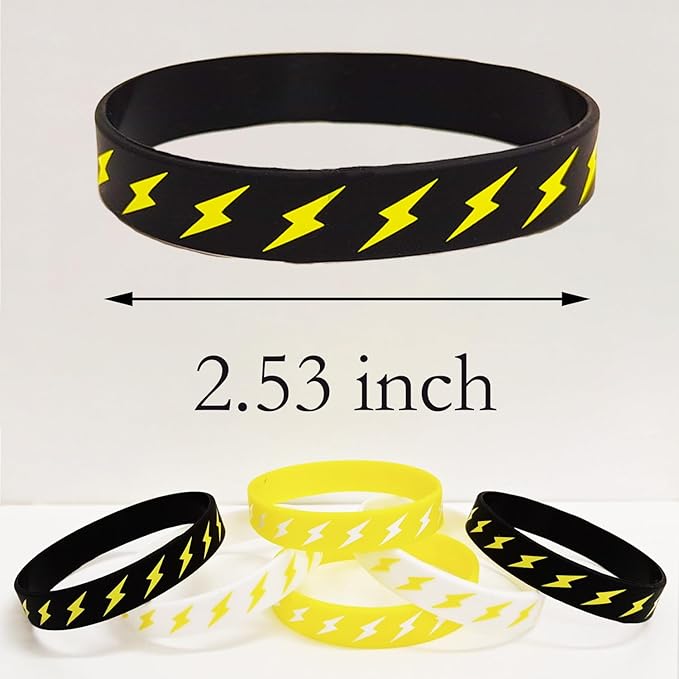 24 Lightning bolt Rubber Bracelets Silicone Wristbands,for Flash Weather Birthday Gender reveal Party Favors Supplies Decorations Favors