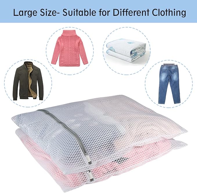 Vivifying XL Large Mesh Laundry Bags, 2 Pack 20 x 24 Inches Honeycomb Mesh Wash Bags for Washing Machine, Delicates Clothes, Sweater, Coats, Stuffed Toys, Blanket (White)