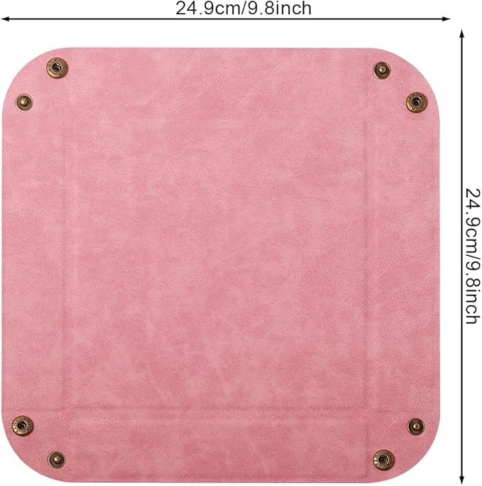 WAYIFON Valet Tray Desktop Storage Organizer – Premium PU Leather Catchall Bedside Vanity Tray Nightstand Caddy Holder for Remote Controller, Keys, Phone, Wallet, Coin, Jewelry,Pink