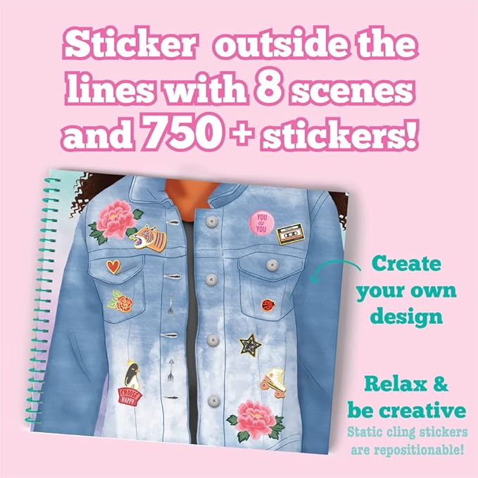 Craft-tastic Sticker It Up! – Reusable Sticker Book for Kids – 750+ Repositionable Stickers Create Designs on 8 Scene Pages for Hours of Mess-Free, Screen-Free Fun