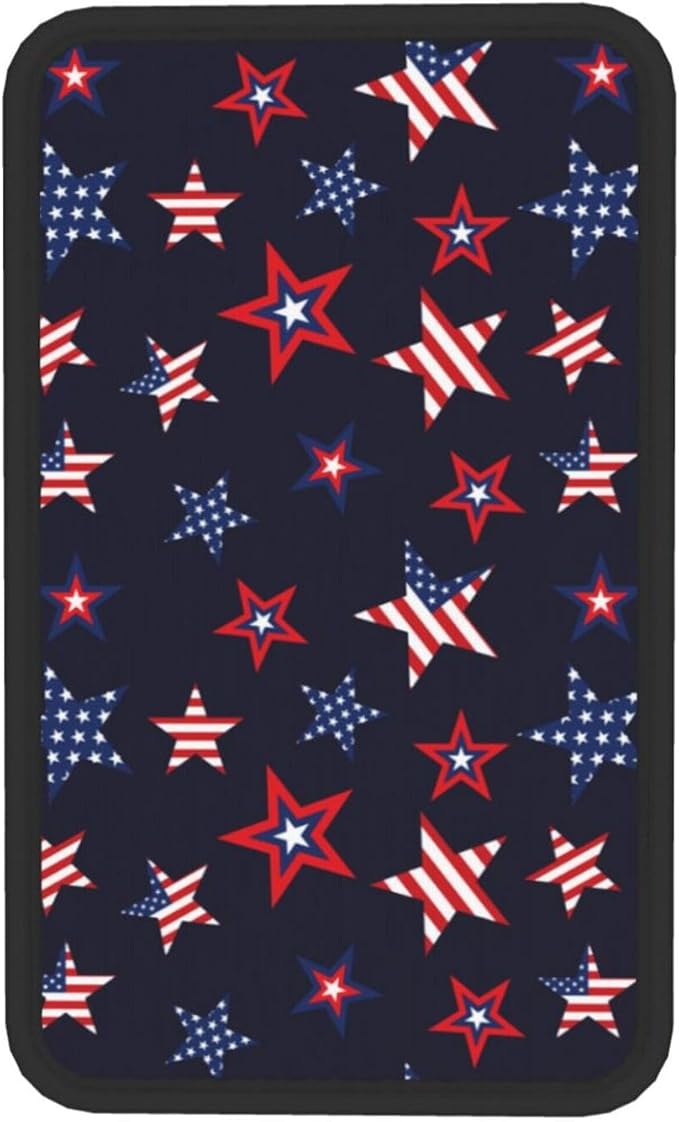 American Flag 4th Of July Red And White Stars Blue Stars Patriotic Auto Center Console Armrest Pad Universal Car Center Console Cover Seat Box Cover For Sedan, Van, Suv, Truck Car Accessorie