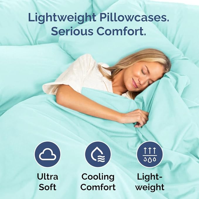 King Pillow Cases Set of 6 - Ultra Soft Hotel Quality Pillowcase Covers - Comfy & Wrinkle Free - Shrink, Stain & Fade Resistant - Easy-Care, Machine Washable Pillow Protectors - 6 Piece Set - Spa Blue