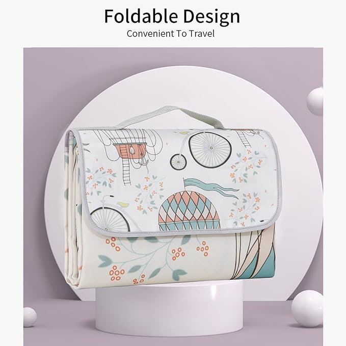 Insular Baby Splat Mat for Under High Chair/Arts/Crafts, Anti Slip and Waterproof Splash Mat for Floor, Portable Picnic Mat, 51x51 Inch, Hot Air Balloon