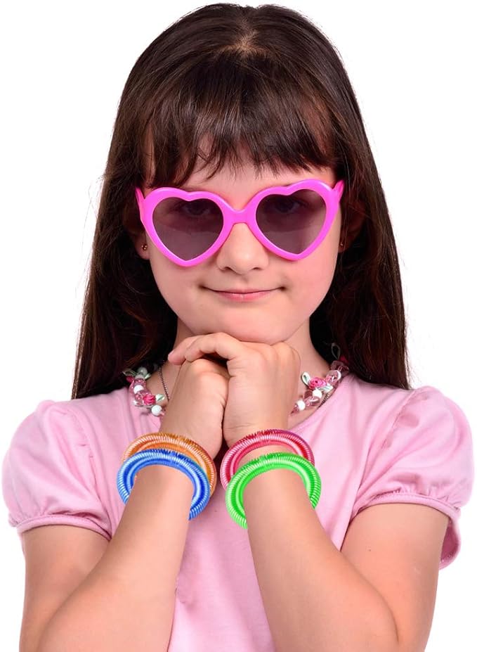 ArtCreativity Neon Spring Bracelets - Pack of 12 Elastic Plastic Wristbands in Assorted Neon Colors - Fun Party Favor, Carnival Prize, Goodie Bag Fillers, for kids and adults
