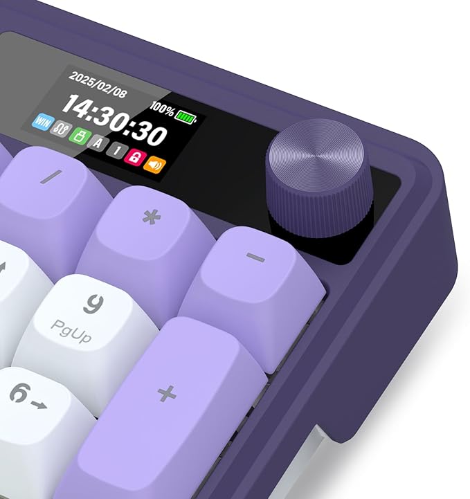 Redragon K762 Wireless Gasket Gaming Keyboard w/Hype Screen & Knob, 104 Keys Mechanical Keyboard, Easy-Control 1.14’’ TFT Info Display, 5-Layer Noise Dampening, Round PBT Keycaps, Mint Mambo Switch