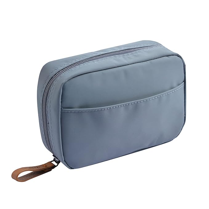 Hekyip Rectangular Cosmetic Beauty Bag for Purse Travel Handy Makeup Pouch for Women Girls (Rectangular Grayish Blue)
