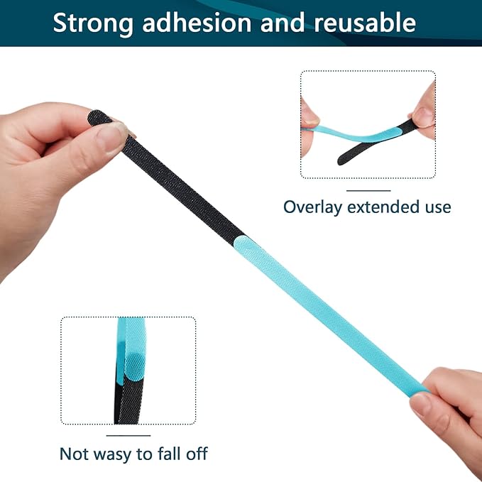 50PCS Reusable Cable Ties Adjustable，Fastening Microfiber Cloth Used for Computer Link Cable Cord Management USB Cable Cable Ties (light blue)