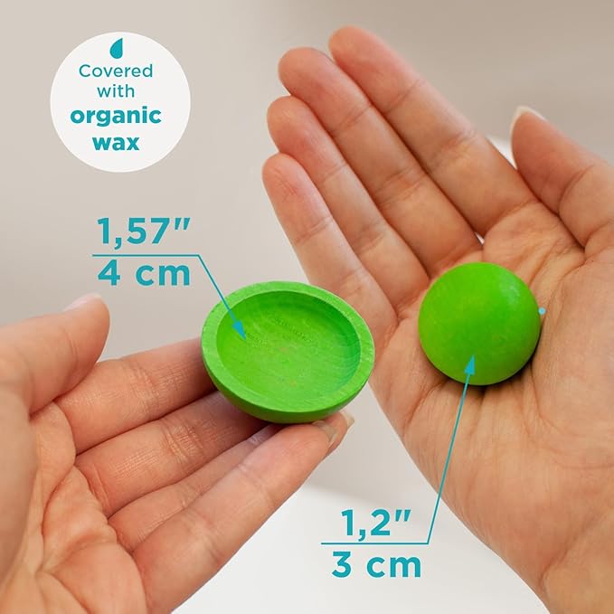 Ulanik Balls on Plates Toddler Montessori Toys for 1+ Year Old Kids Wooden Matching Game for Learning Color Sorting and Counting — 12 Balls, 1.18 in