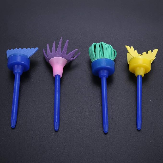 12pcs Kids Painting Brushes, Sponge Paint Roller Brush Portable Toy Drawing Set Painting Tools for Child Play