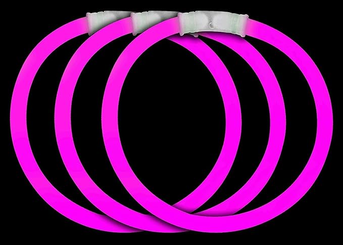 8" Glow Stick Bracelets - Bulk 50 Pack for Mardi Gras, St. Patrick's Day, and Nighttime Celebrations - Pink