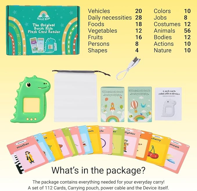 Talking Flash Cards, Educational Toys, Speech Therapy, Autism Toys, Montessori, Sight Words, Language Learning, Kids 1-6 Years Old, Alphabet, Numbers, Educational Flash Cards.