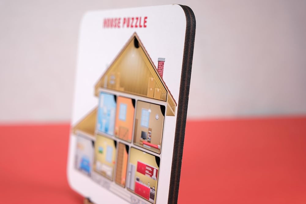 Educational Montessori puzzle, house puzzle for kids, available in your desired language. Kids wooden jigsaw puzzle. Language learning puzzle. Gift for kids. Back to school.