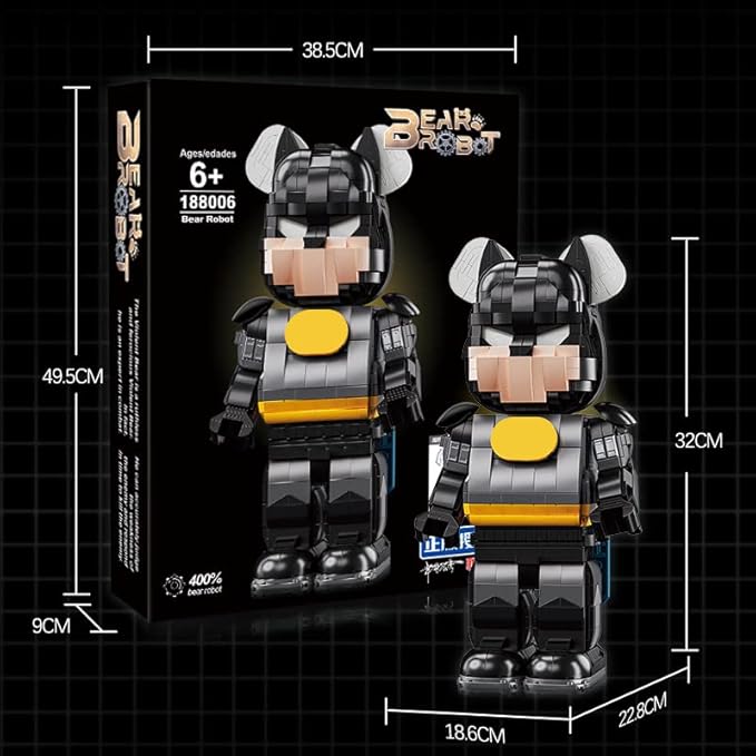 Mecha Bear Building Block Kit, Mechanical Violent Bear Display Art Toy Model,Creative Collectible Gift for Adults & Kids(1647 Pieces)