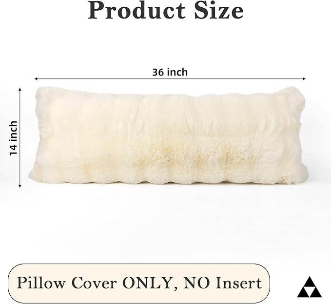 14x36 Faux Fur Lumbar Pillow Cover, Cream Bubble Texture Raised Plush Soft Cushion Case for Sofa Bed Living Room Home Decor, ONLY 1 Cover