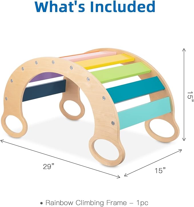 Climbing Toys for Toddlers 1-3,Indoor Wooden Montessori Climbing Set,Rocking Toy Wooden Arch Climber Play Gym for Toddler…