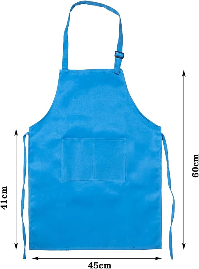 12Pcs Kids Chef Aprons Bulk, Child Aprons Art Aprons Set, Adjustable Children Chef Aprons with 2 Pockets for Boys Girls Cooking Painting, 12 Color(L for 7-13 Age)