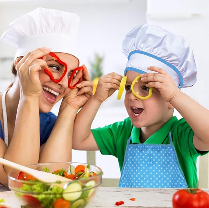 HmiL-U Chef Set for Kids - 13 Pcs Kids Cooking and Baking Set Includes Kids Apron, Chef Hat, Utensils, Cooking Mitt for Kids Chef Role Play Set , Gift for 3 Year Old Girls and up(Blue)