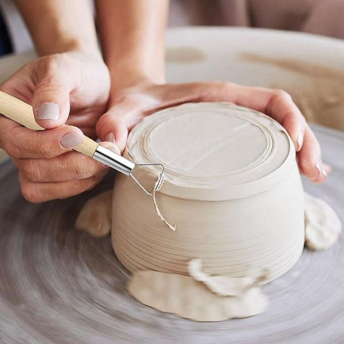 Hearty Ceramic 15PCS Pottery Carving Tools, Air Dry Polymer Clay Sculpting Tools Set, Pottery Trimming Tools with Smooth Wooden Handles, Clay Tool Kit for Kids Adults Beginners Professionals