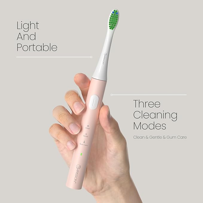 ARISSON Sonic Electric Toothbrush for Adults and Kids, 40,000 VPM Power Toothbrush, 1.5H Fast Charge Ultrasonic Electric Toothbrushes with 2 Minutes Smart Timer, White on Desert Sand
