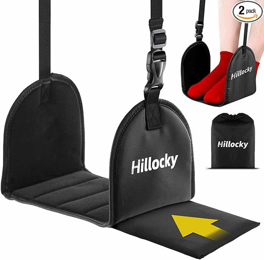 2 Pack - Foot Hammock for Plane Travel, Portable Airplane Foot Hammock with Memory Foam and Hardboard, Airplane Travel Essentials