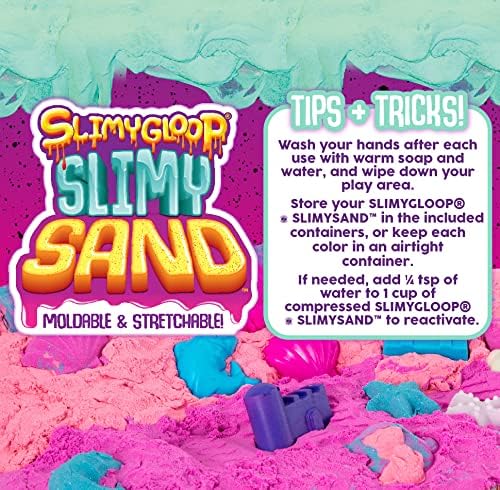 by Horizon Group USA, 1.5 Lbs of Stretchable, Expandable, Moldable Cloud Slime, Non Stick, Slimy Play Sand in A Reusable Bucket, Blue- A Sensory Activity , Light Blue