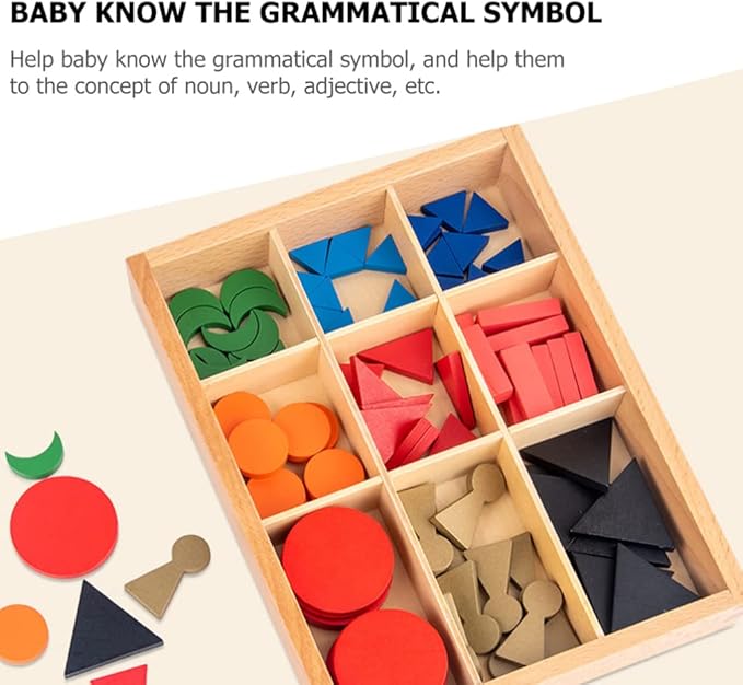 Kisangel Toddler Toys Educational Toys 1 Set Wooden Grammar Symbols with Box Child Grammar Symbol Preschool Training Wood Education Toys Preschool Language Learning Baby Toys