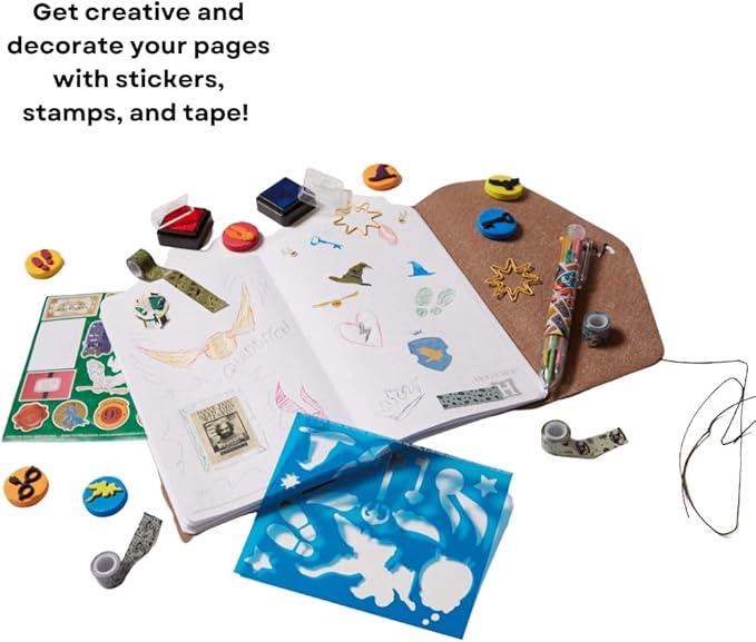Innovative Designs Harry Potter Journal Set for Kids – Smash Leather Journal Kit with Stickers, Stamps & Tape