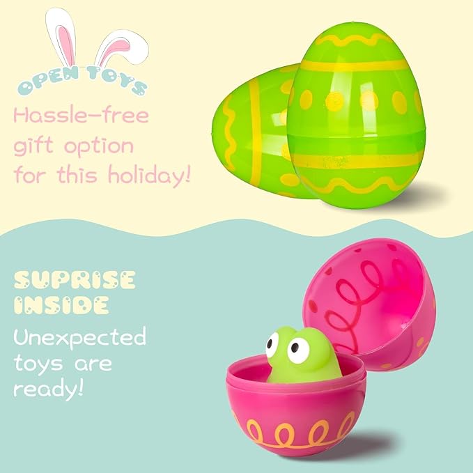 30 Pack Easter Eggs Colorful Animal Dinosaur Unicorn Mochi Squishies Toys & Cute Chick Easter Basket for Toddler Kids Easter Theme Party Favor Easter Eggs Hunt Ester Basket Stuffers Boys Girls Gifts